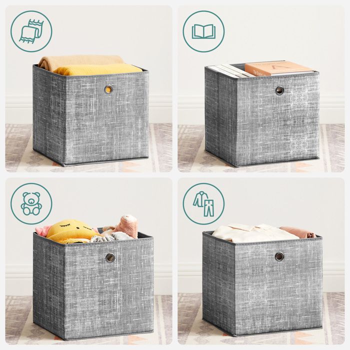 Rangement Cuisine Salle De Bain Boîtes Rangement Plastique 6 Pack - 30.5x20x12 Cm Gris - Avec Poignées - Empilables Empilable Rangement Multifonction