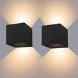 Applique Murale Noir Lot de 2 Interieur LED Luminaire ，Taille 10cm-0