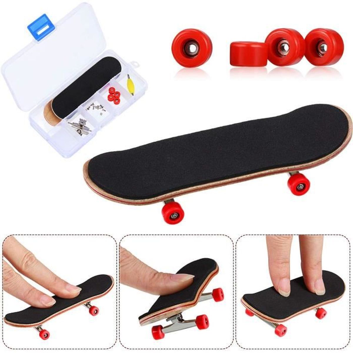 Skateboard De Doigt En Bois QINIFIFY - Kit à Assembler - Pour Enfants Et Ados - Blanc