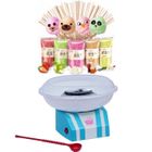 GREENDOSO Machine à Barbe à Papa + Sucres (5x300g), 50 Bâtons et Papier Comestible – Fraise, Cola, Pomme, Vanille, Marshmallow