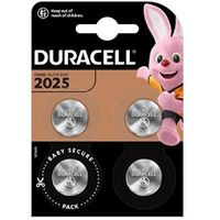 Duracell 2025 Pile bouton lithium 3V, lot de 4, avec Technologie Baby Secure, pour porte-clés, balances et dispositifs portables et 