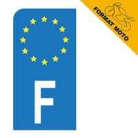 Autocollants Stickers plaque immatriculation Moto scooter F France Union Européenne Europe EU Bleu étoiles Jaunes