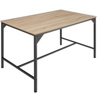 TECTAKE Table de salle à manger BELFAST en Bois et Acier 120 x 75 x 75 cm - Bois Clair Industriel Chêne Sonoma