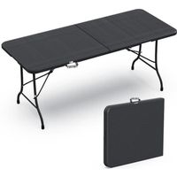 VOUNOT Table de camping pique nique pliable 180cm HDPE polyrotin noire