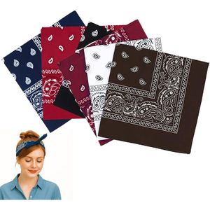 Lot De 3 Bandanas En Nylon Paisley - 55x55 Cm, Unisexe, Style Hip-hop/cowboy, Pour Cheveux, Cou, Accessoire