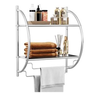 Porte-serviette Rétractable – Avec étagère Et Crochet, Inox Noir