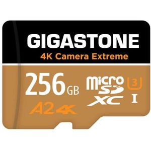 Gigastone Carte Mémoire SDXC 256 Go Lot de 2 Cartes 4K Caméra Pro Série A1 V30 UHS-I Classe 10 pour 4K UHD Vidéo Vitesse allant jusqu'à 100 Mo/s Compatible avec Caméra Canon Nikon Sony Caméscope 