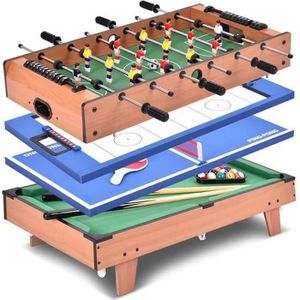 TABLE MULTI-JEUX Baby-foot 4 en 1 : Football, Tennis de Table, Hock