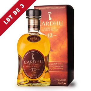 WHISKY BOURBON SCOTCH Lot de 3 - Whisky Cardhu 12 ans 70cl - Etui