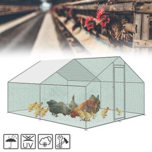 POULAILLER Enclos à poulailler 3 x 4 x 2 m toit d'ombrage cadre en acier galvanisé, utilisé pour les poules, les volailles, les cages à