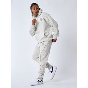 Ensemble jogging homme Survêtement Beige Bande Blanche - UVP 119