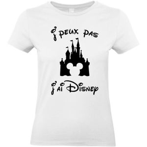 T-SHIRT T-shirt femme Col Rond J'peux pas J'ai Disney (XXL - Blanc - Col Rond - Manches courtes)