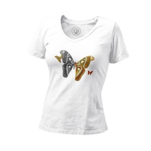 T-SHIRT T-shirt Femme Col V Papillon 1872 Planches Biologie Illustration Ancienne