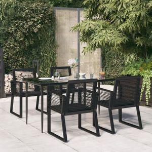 Ensemble table et chaise de jardin 3156548  vidaXL Mobilier à dîner de jardin 5 pcs Noir Rotin PVC