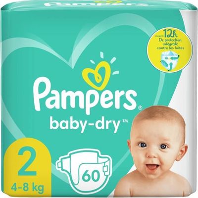 Couches Pampers Baby-Dry Taille 7 - Lot De 186 | 15+ Kg | Protection Nuit 12h | Anti-Fuites