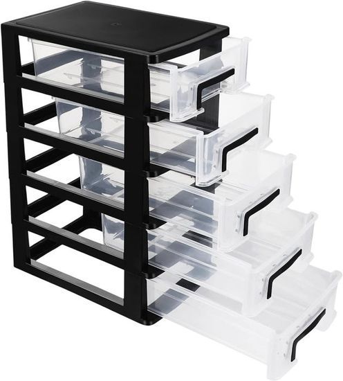 Tour De Rangement 6 Tiroirs VEVOR – Plastique Transparent, 2 Tours Empilables, Idéal Bureau Ou Atelier, Gain De Place - 2