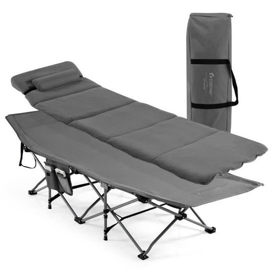 GYMAX Lit de Camp Pliant avec Sac de Transport, 190x67x42cm, Lit de Camping en Tissu Oxford & Cadre Métallique, Charge 136kg, Covient pour Randonnée, Voyage, Plage, Gris/Bleu (Bleu GYMAX Lit de Camp Pliant avec Sac de Transport, 190x67x42cm, Lit de Camping en Tissu Oxford & Cadre Métallique, Charge 136kg, Covient pour Randonnée, Voyage, Plage, Gris/Bleu (Bleu
