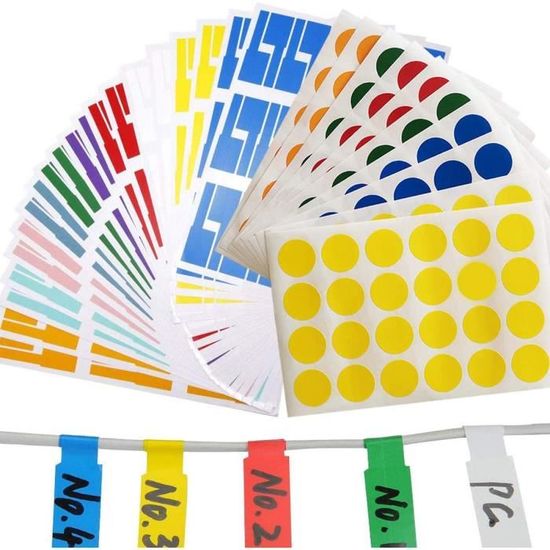 300 étiquettes Autocollantes Pour Câbles – 10 Couleurs – Résistantes à L’eau Et Déchirure – Pour Organiser Fils, Bureaux, Ateliers