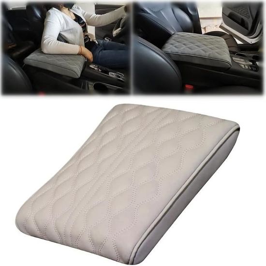 Housse Console Centrale Rangement Coussin D'Accoudoir Voiture - Mousse Mémoire Forme - Avec Porte-Gobelets & Poche - Protection Console Rehausseur Accoudoir Voiture