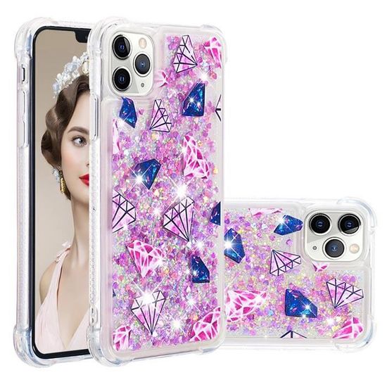 QIWEIQING Glitter Case Compatible For IPhone 15 Plus Phone Case TPU Shockproof Protective Cover For IPhone 15 Plus, Cover Glitter Liquid Case For IPhone 15 Plus.Pink Purple YBJ