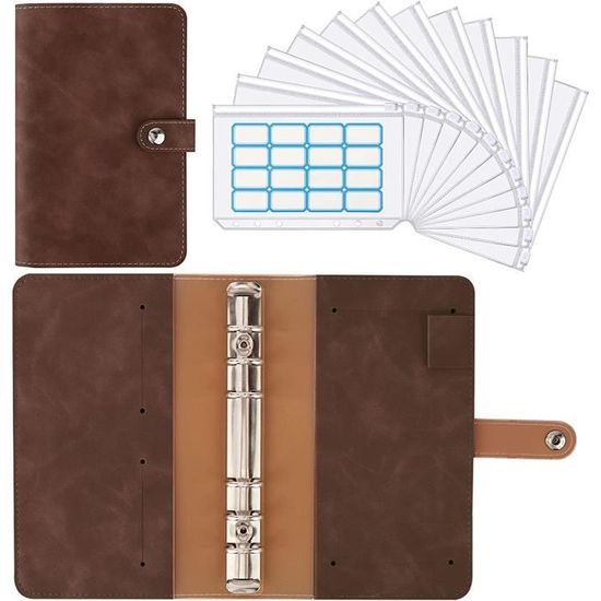 CARNET DE NOTES,PU Blue--Mini Classeur à 6 Anneaux A6 En Cuir PU