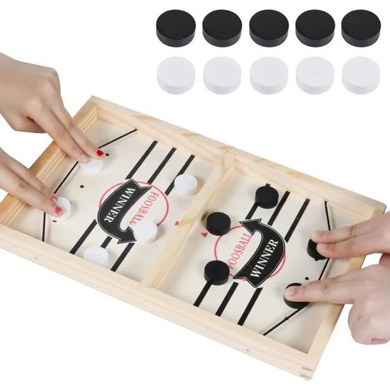 HSIXHAF Sling Puck, Gioco da Tavolo da Hockey, Hockey da Tavolo, Doppio Combattimento rapido Rimbalzo, Set di scacchiere Portatile, Regalo Adatto, 10 Pezzi degli Scacchi