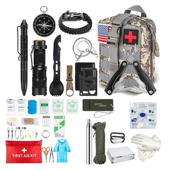 Kit de Survie professionnel avec filtre à eau - 13 pièces - Kit d'urgence - camping