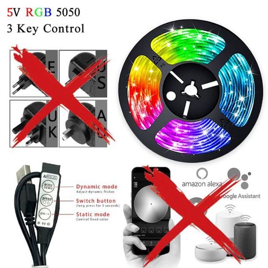 Bande lumineuse LED 5 m, 10 m, 15 m, lumière LED RVB