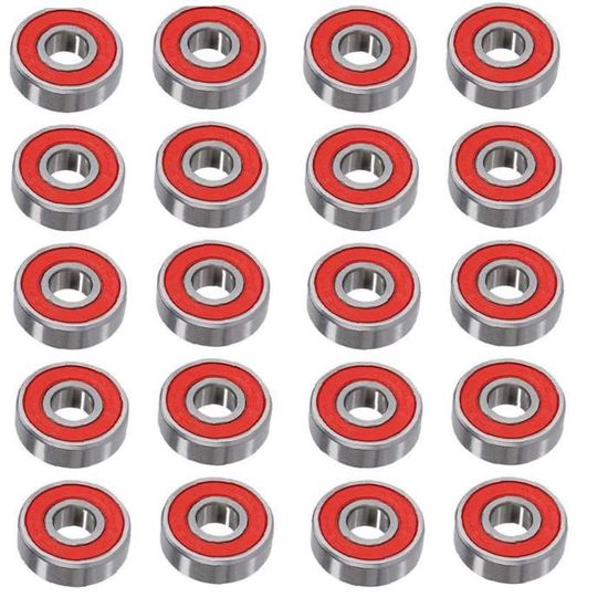 Lot De 4 Roulements à Billes 608RS ABEC-9 Pour Skateboard - Haut De Gamme, Joints Caoutchouc Bleus - Dimensions 8x22x7 Mm
