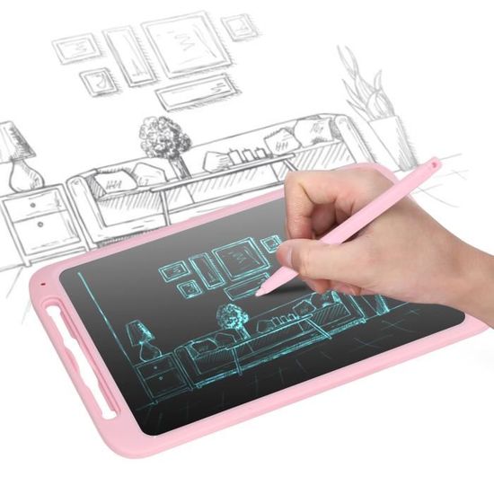 Tablette Dessin LCD Enfant 2 Pièces - 12 Pouces, Effaçable, Réutilisable - Rose Et Bleu
