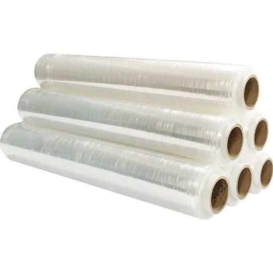 6 Rouleaux Film Étirable Palette - 23 Microns - 2,5kg - Transparent - Pour Emballage Professionnel