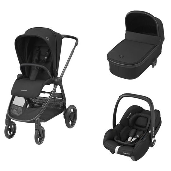 MAXI COSI - Poussette Trio Street Essentiel Black + Nacelle Oria + Siege  auto Cabriofix I-Size - Adaptateurs non inclus - Cdiscount Puériculture &  Eveil bébé