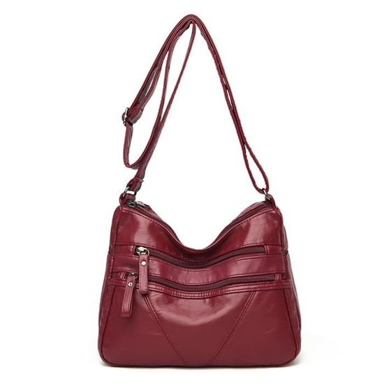Sac à Main Bandoulière Femme – Cuir PU Souple, Grande Capacité, Rouge Vif, Neuf Avec étiquettes