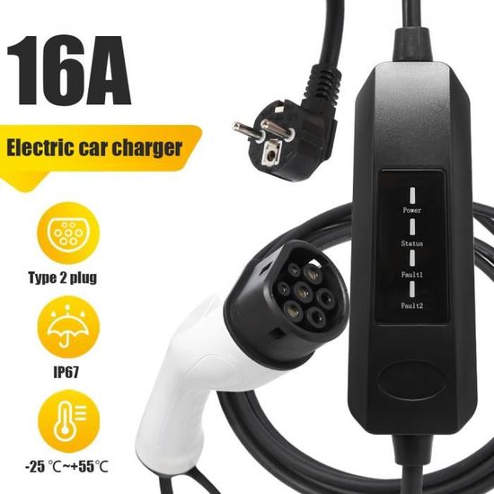 GUWIEYG Chargeur Voiture Electrique, 7,2kW, EV Chargeur Type 2 IEC 62196 avec Prise CEE, 6-32 A Réglable équipé d'une Application Intelligente, 5 m GUWIEYG Chargeur Voiture Electrique, 7,2kW, EV Chargeur Type 2 IEC 62196 avec Prise CEE, 6-32 A Réglable équipé d'une Application Intelligente, 5 m
