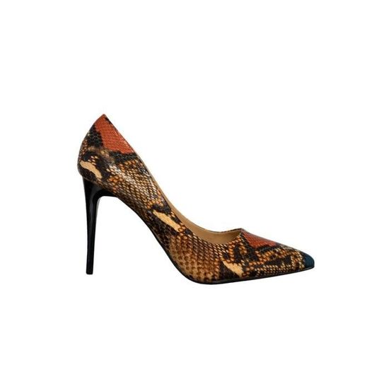 Escarpins San Marina Cuir Verni Bleu Et Noir - Motif écailles De Serpent - Taille 39 - Neuf