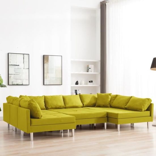4795Good| Canapé sectionnel • Sofa de salon • Canapé d'angle Canapé droit fixe • Canapé Scandinave Tissu Jaune