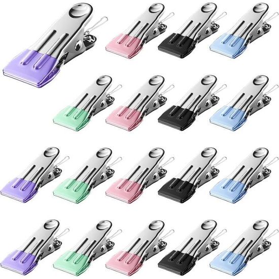 Pinces à Linge Métal INOX – Lot De 50 Pièces Antidérapantes, 5 Couleurs, Pour Vêtements, Serviettes, Rangement