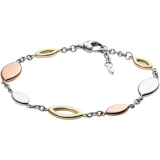 FOSSIL - Bracelet Femme En Quartz Semi-Précieux - Charm Cœur - Longueur 16.5 Cm - Style Élégant Et Symbolique