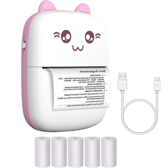 Imprimante Thermique 58mm Pour Tickets/reçus - Connexion Bluetooth Et USB - Compatible IOS, Android, Windows, Linux - Livrée Avec 5 Rouleaux De Papier
