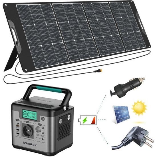 SWAREY Générateur Solaire Portable 1000W(1500W Pic) avec Panneau solaire  200W Haute Puissance Generateur Electrogène 220V - Cdiscount Bricolage