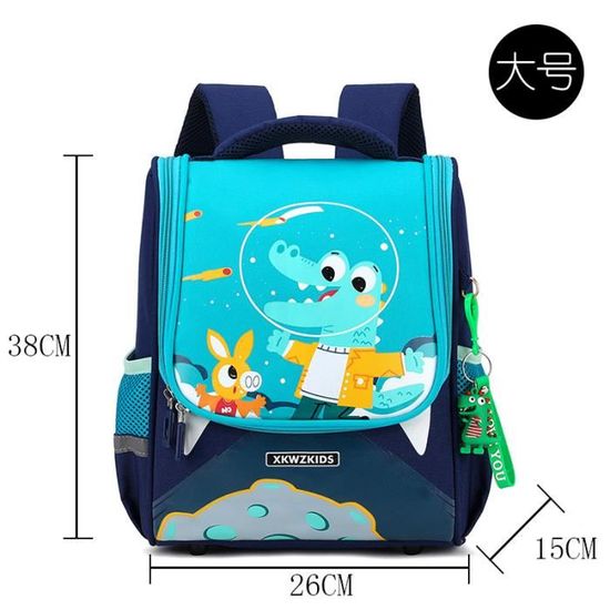 Sac à Dos Enfant Dinosaure Qooloo - Imperméable, Léger (260g) - Dimensions 33x27x13 Cm - Pour 2-6 Ans, Maternelle, Préscolaire - Bretelles Ergonomiques, Poches Multiples