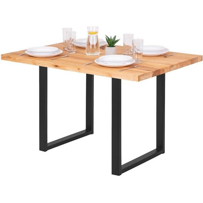 LAMO MANUFAKTUR Table à manger en bois - style industriel - 120x80x76cm