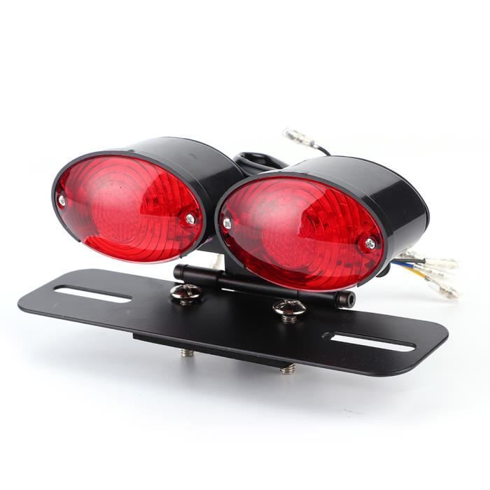 LIA Feu Arrière de Frein LED Lampe de Plaque d'Immatriculation à Clignotant Ovale Double Rétro de Moto