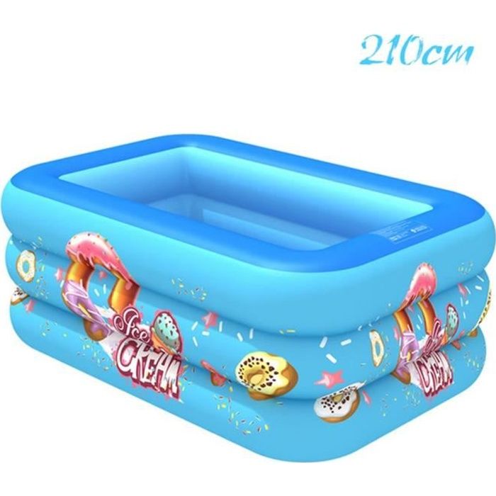 Piscine Gonflable Rectangulaire pour Famille, Piscinette pour Jardin et Extérieur - 210*135*55cm