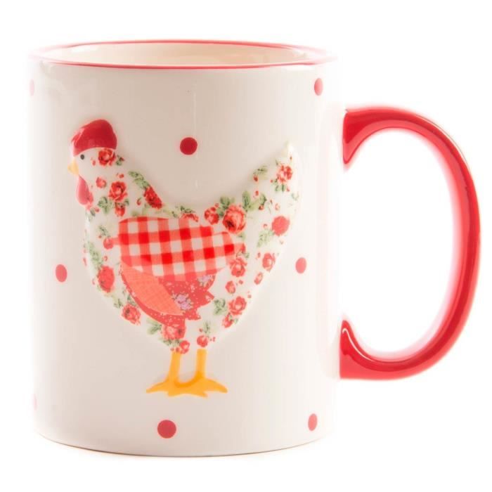 Lot de 2 - Mug - tasse 350 ml Poule en céramique