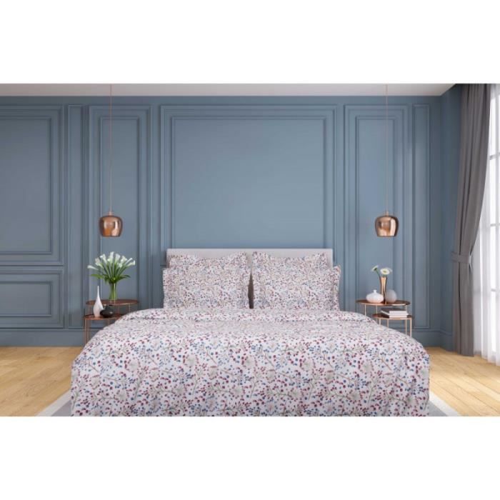 Housse de couette 100%  Satin de coton Peigné  - 80 fils -cm² - Ombellifere - Housse de couette 200x200 cm