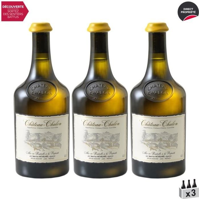 Château-Chalon Vin jaune Blanc 2014 - Lot de 3x75cl - Domaine Jean-Luc Mouillard - Vin AOC Blanc du Jura - Cépage Savagnin