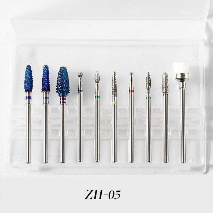 5 -Embouts ponceuse à ongles en céramique électrique, 10 pièces-boîte, tête rotative pour manucure et pédicure, nettoyage des cuticu