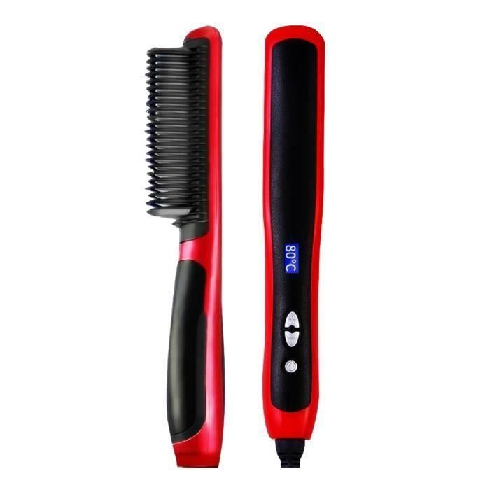 2-en-1 Brosse Electrique Peigne de Bigoudi Lisseur Cheveux en Céramique de Chauffage Rapide FR47714
