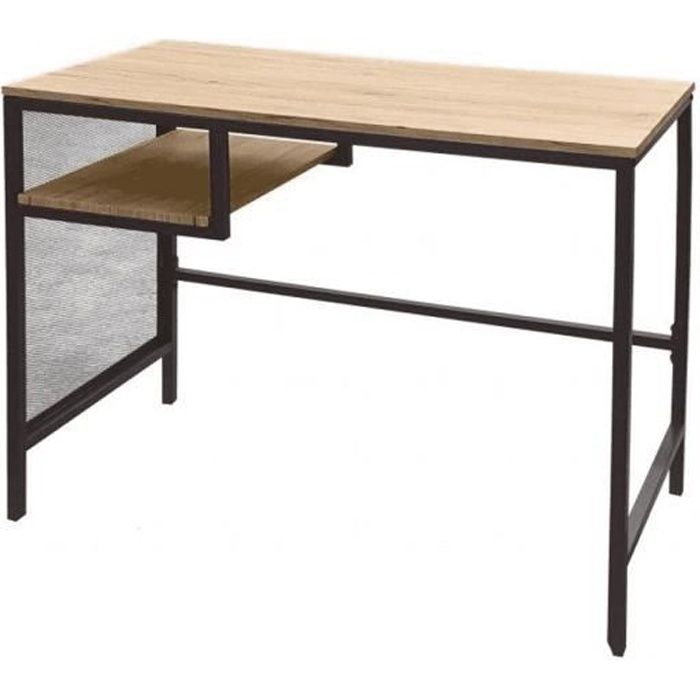 BUREAU TABLE LOFT DESIGN INDUSTRIEL EN BOIS ET METAL ORDINATEUR PC TABLE